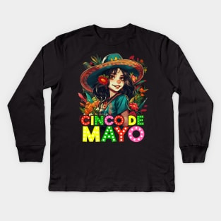 Cinco de Mayo Mexican Anime Girls Kids Long Sleeve T-Shirt